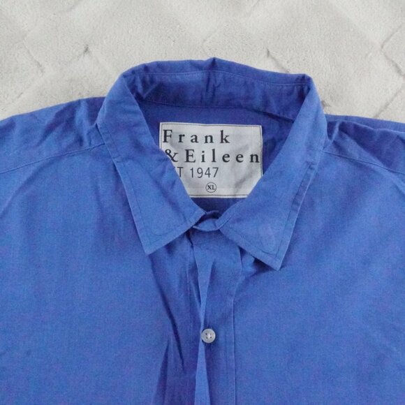 Frank & Eileen Don Button Up Shirt Mens Extra Large Solid Blue Formal Preppy - Picture 4 of 12